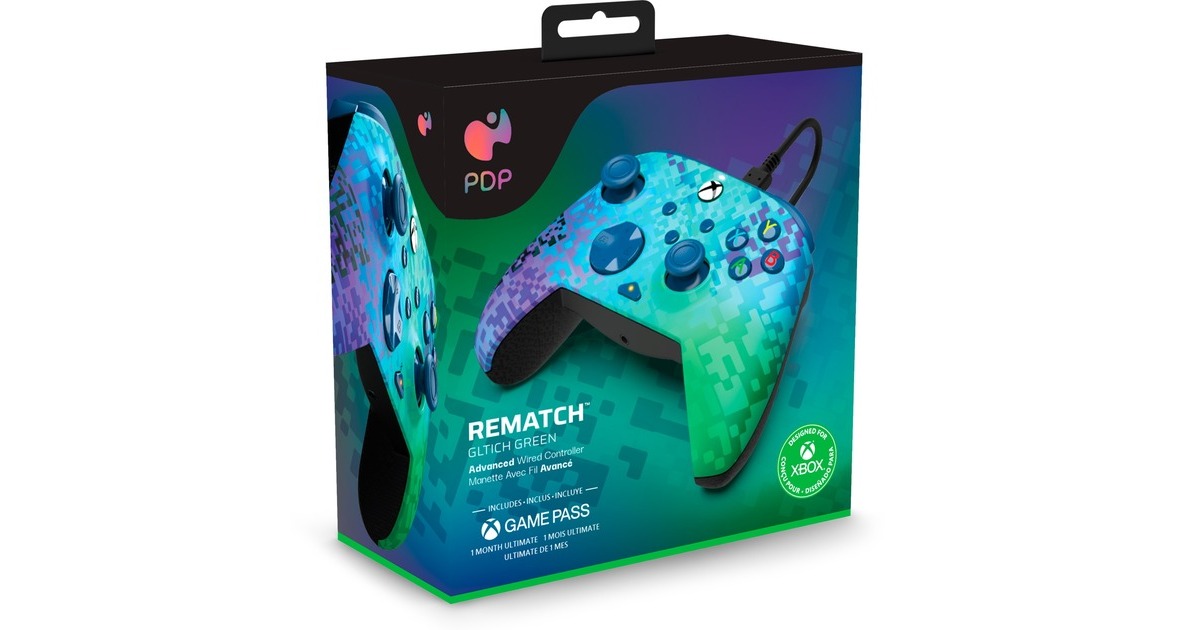 Pdp Rematch Advanced Wired Controller Glitch Green Gamepad Gr N Lila F R Xbox Series X S