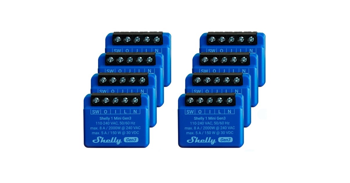 Shelly Plus 1 Mini Gen3, Relais blau