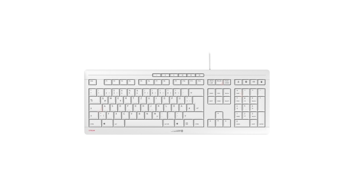 CHERRY STREAM KEYBOARD, Tastatur weiß/grau, SX-Scherentechnologie DE-Layout