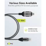 goobay Ethernet-Adapterkabel USB-C 3.2 Gen2 > RJ-45, Slim schwarz/grau, 3 Meter