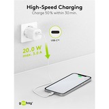 goobay Apple Lightning / USB-C PD-Ladeset nano 20 Watt, Ladegerät weiß, 1 Meter Kabel, PD