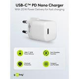 goobay Apple Lightning / USB-C PD-Ladeset nano 20 Watt, Ladegerät weiß, 1 Meter Kabel, PD