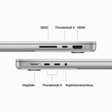 Apple MacBook Pro (14") 2023 CTO, Notebook silber, M3 Pro 14-Core GPU, MacOS, Deutsch, 36 cm (14.2 Zoll) & 120 Hz Display, 2 TB SSD