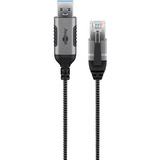 goobay Ethernet-Adapterkabel USB-A 3.2 Gen1 > RJ-45, Slim schwarz/grau, 5 Meter