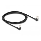 DeLOCK Patchkabel RJ-45 Cat.6a S/FTP, Slim 90° gewinkelt schwarz, 2 Meter, nach oben abgewinkelte Stecker