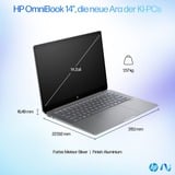 HP OmniBook Ultra 14-fd0097ng, Notebook silber, AMD Ryzen AI 9 HX 375, AMD Radeon 890M, 32 GB LPDDR5X, 1 TB SSD, Windows 11 Home 64-Bit