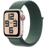 Apple Watch SE, Smartwatch champagner, Aluminium, 40 mm, Sport Loop Seegrün, Cellular