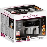 ProfiCook Doppel-Heißluftfritteuse PC-FR 1242 H schwarz/edelstahl, 2x 1.200 Watt, 2 Körbe je 4,5 Liter