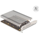 DeLOCK PCI Express x16 Karte auf 4x intern NVMe M.2 Key, Schnittstellenkarte mit Kühlkörper und LED-Anzeige