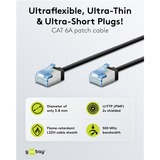 goobay Ultraflexibles Cat.6a Patchkabel slim, U/FTP schwarz, 3 Meter, extrakurze Stecker