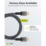 goobay Plus High-Speed-HDMI-Kabel mit Ethernet, 4K @ 60Hz grau, 15 Meter