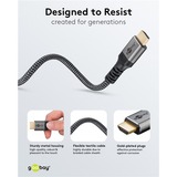 goobay Plus High-Speed-HDMI-Kabel mit Ethernet, 4K @ 60Hz grau, 15 Meter