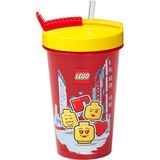 Room Copenhagen LEGO Becher mit Strohhalm Iconic Girl Bright Red rot/gelb, 500ml