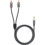 goobay Plus Audio Adapterkabel AUX 3,5mm Klinke > Stereo-Cinch Stecker schwarz/silber, 2 Meter