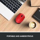 Logitech M171 Wireless, Maus rot, 3 Tasten, für Links- und Rechtshänder, kompatibel mit PC/Mac