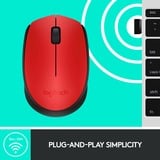 Logitech M171 Wireless, Maus rot, 3 Tasten, für Links- und Rechtshänder, kompatibel mit PC/Mac