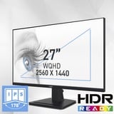 MSI PRO MP275QDE, LED-Monitor 69 cm (27 Zoll), schwarz, WQHD, IPS, Adaptive-Sync, HDR, 100Hz Panel