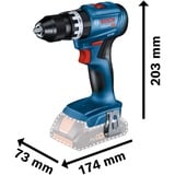 Bosch Akku-Schlagbohrschrauber GSB 18V-45 Professional solo, 18Volt blau/schwarz, ohne Akku und Ladegerät, in L-BOXX