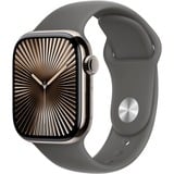 Apple Watch Series 10, Smartwatch Titan Natur, Titangehäuse, 42 mm, Sportarmband steingrau S/M, Cellular