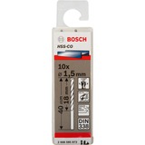 Bosch Metall-Spiralbohrer HSS-Co, Ø 1,5mm 10 Stück, Arbeitslänge 18mm