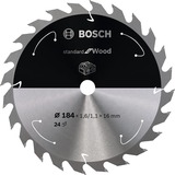 Bosch Kreissägeblatt Standard for Wood, Ø 184mm, 24Z Bohrung 16mm, für Akku-Handkreissägen