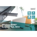 Digitus Wireless Video Extender HDMI > HDMI, 50 Meter, HDMI Verlängerung schwarz/silber, Sendeeinheit + Empfängereinheit