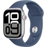 Apple Watch Series 10, Smartwatch silber, Aluminium, 42 mm, Sportarmband Denim M/L, Cellular