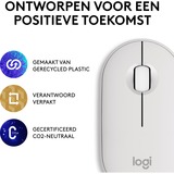 Logitech Pebble Mouse 2 M350s, Maus weiß, Bluetooth, für Windows/macOS/iPadOS/Android/ChromeOS/Linux