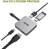 Acer 4-in-1 Portable Mini Dock, Dockingstation silber, HDMI, USB-A, USB-C