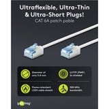 goobay Ultraflexibles Cat.6a Patchkabel slim, U/FTP weiß, 1 Meter, extrakurze Stecker