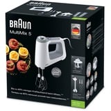 Braun Handmixer MultiMix 5 weiß/grau, 750 Watt, mit Mixfuß, Becher und Zerkleinerer