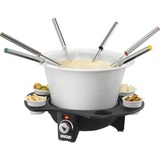 Unold Fondue-Set Elégance silber/schwarz, 1.000 Watt, Edelstahl- und Keramiktopf