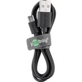 goobay Micro-USB Dual-Ladeset 18 Watt, Ladegerät schwarz, 2,4 A, 1 Meter Kabel USB-A > Micro-USB