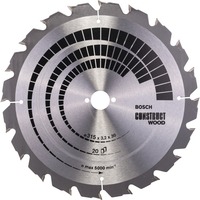 Bosch Kreissägeblatt Construct Wood, Ø 315mm, 20Z Bohrung 30mm, für Tischkreissägen