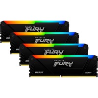 Kingston FURY DIMM 64 GB DDR4-3600 (4x 16 GB) Quad-Kit , Arbeitsspeicher schwarz, KF436C18BB2AK4/64, Beast RGB, INTEL XMP