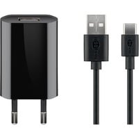 goobay USB-C Ladeset 5 Watt, Ladegerät schwarz, 1 Meter Kabel USB-A > USB-C