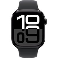 Apple Watch Series 10, Smartwatch schwarz (glänzend), Aluminium, 46 mm, Sportarmband schwarz M/L