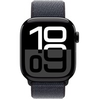 Apple Watch Series 10, Smartwatch schwarz (glänzend), Aluminium, 42 mm, Sport Loop Tinte, Cellular