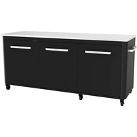 Cozze Tisch für die Außenküche, Schrank schwarz/edelstahl, 210cm breit