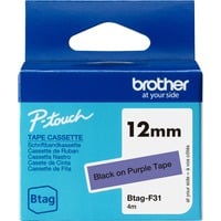 Brother Schriftband Btag-F31 12mm, schwarz auf lila, nicht laminiert