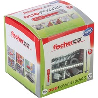 fischer Dübel DUOPOWER 10x50 S LD hellgrau/rot, 25 Stück, mit Schraube