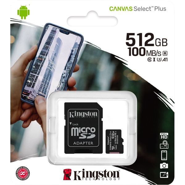 Карта памяти microsdxc uhs i u3 kingston canvas select plus 512 гб