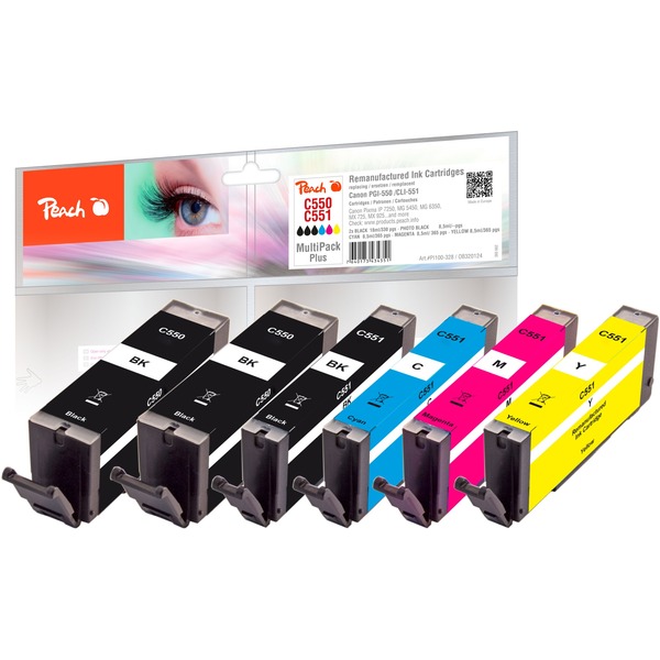 CLI-551 Tinte PI100-328 Pack zu Peach PGI-550, kompatibel Plus Spar Canon